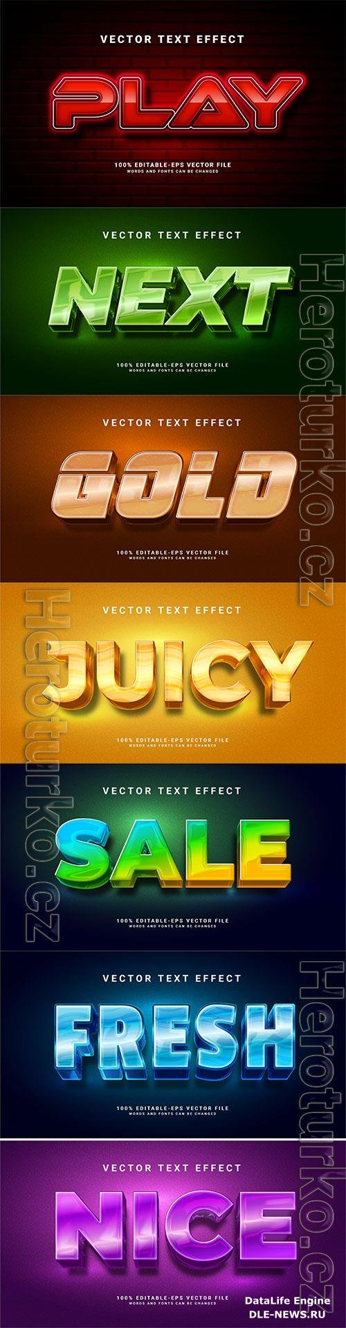 Set 3d editable text style effect vector vol 233