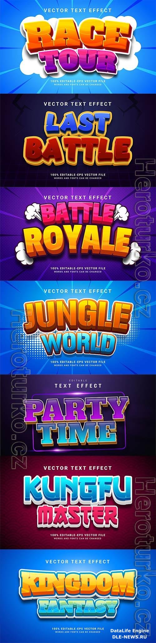 Set 3d editable text style effect vector vol 232