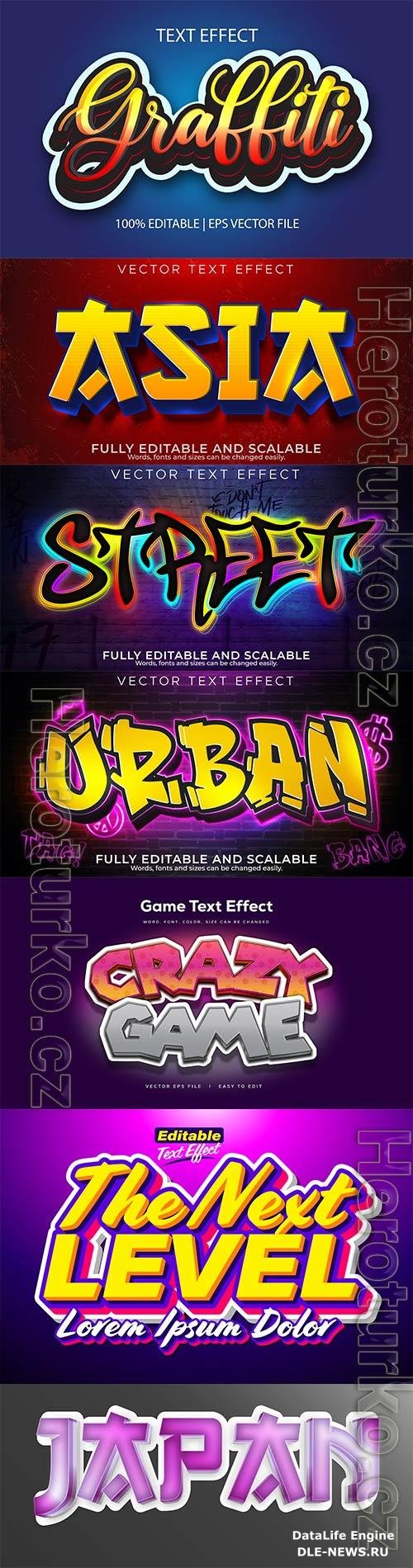 Set 3d editable text style effect vector vol 230