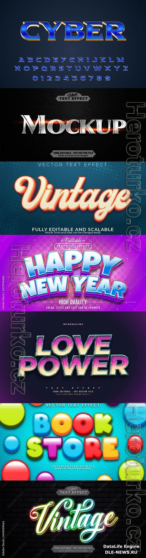 Set 3d editable text style effect vector vol 229