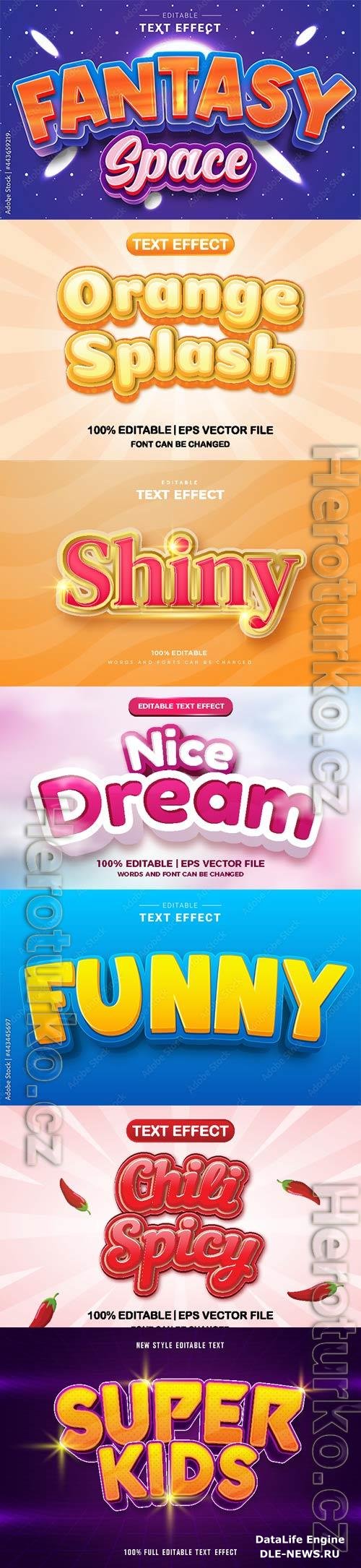 Set 3d editable text style effect vector vol 226