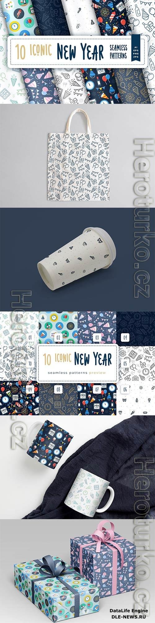 Iconic New Year Seamless Pattern