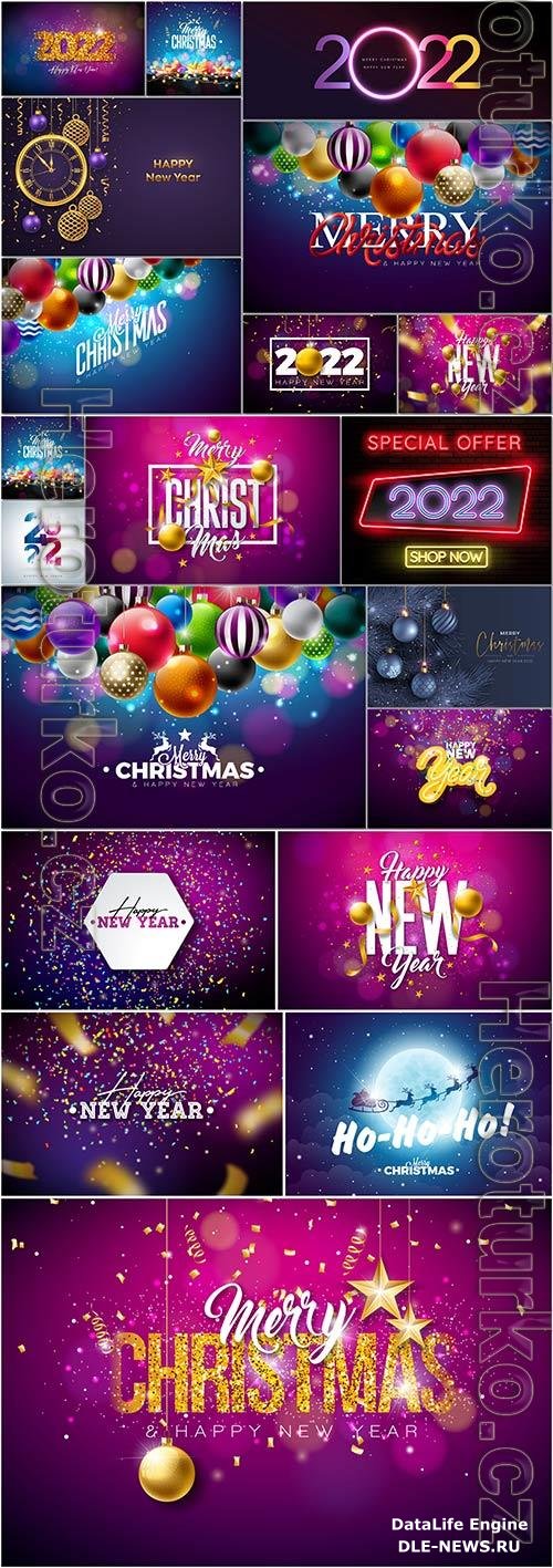 New year poster template vector set design