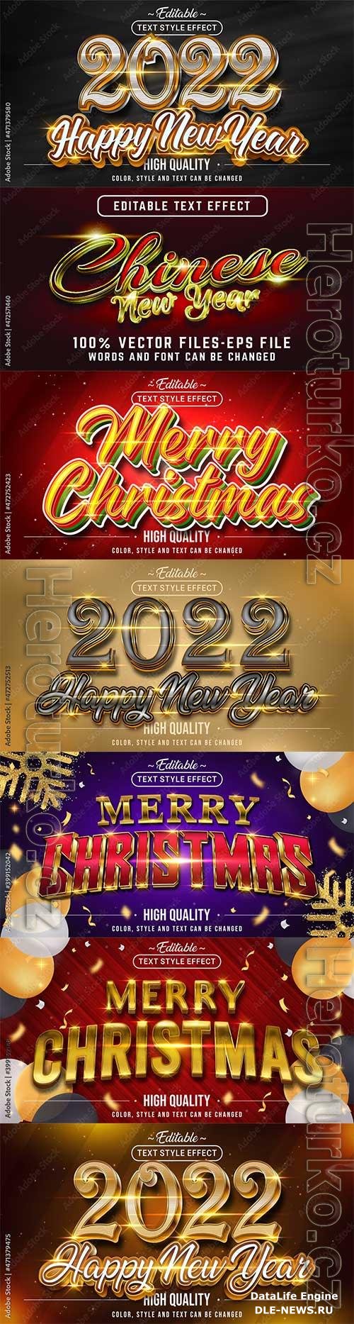 2022  New Year and Christmas vector texts