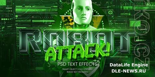 Robot attack text effect psd