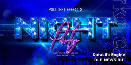 Night party text effect psd