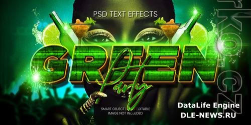 Green party text effect psd