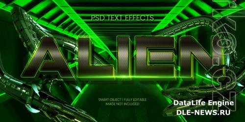 Alien text effect psd