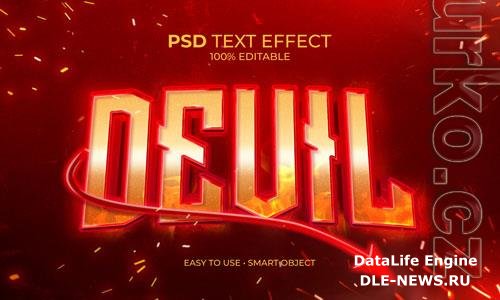 Red devil text effect premium psd