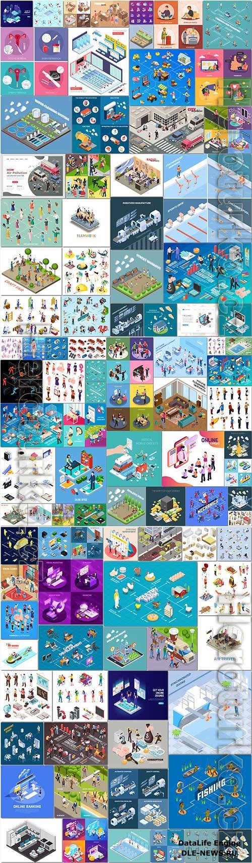 100 Bundle isometric concept vector design vol 20