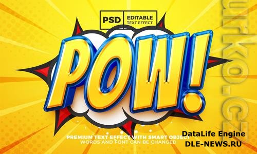 Pow comic cartoon 3d editable text effect style premium psd