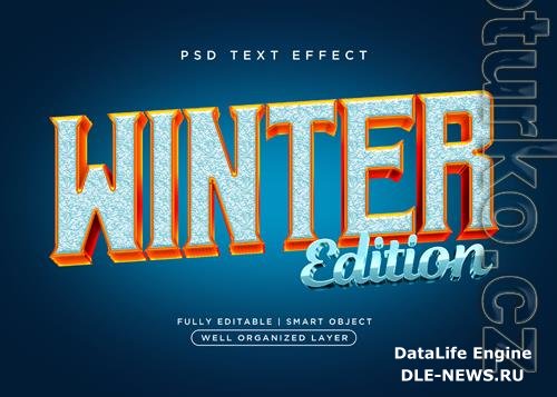 3d style winter text effect psd