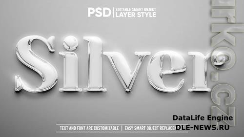 Shiny smooth silver with flare editable smart object layer text effect mockup psd