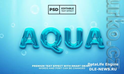 Aqua mater 3d editable text effect psd