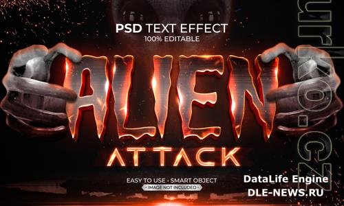 Alien attack text effect psd