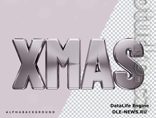 Xmas 3d text effect transparent psd