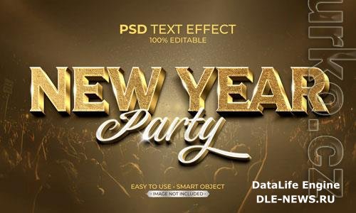 New year party text effect psd
