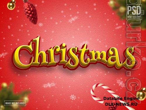 Christmas text effect editable template with red and yellow color psd