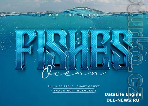 3d style fishes text effect psd