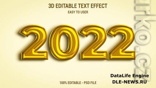 3d 2022 text effect template with gold color luxury premium psd