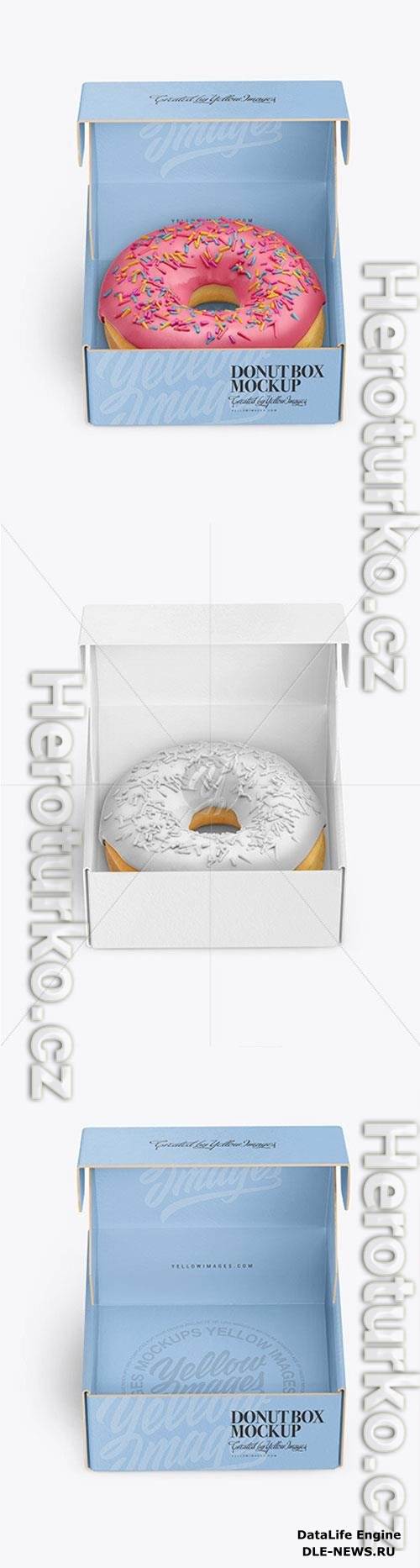 Opened Paper Box with Donut Mockup 68857