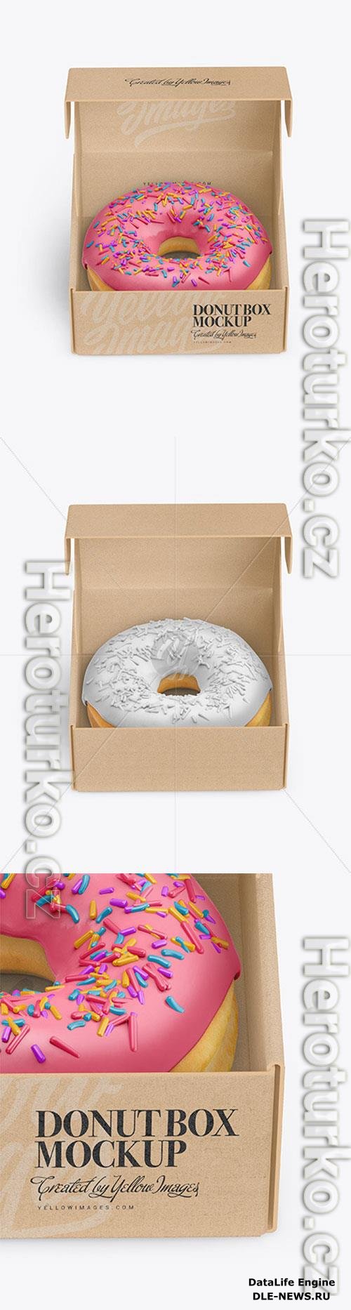 Opened Kraft Box with Donut Mockup 72709