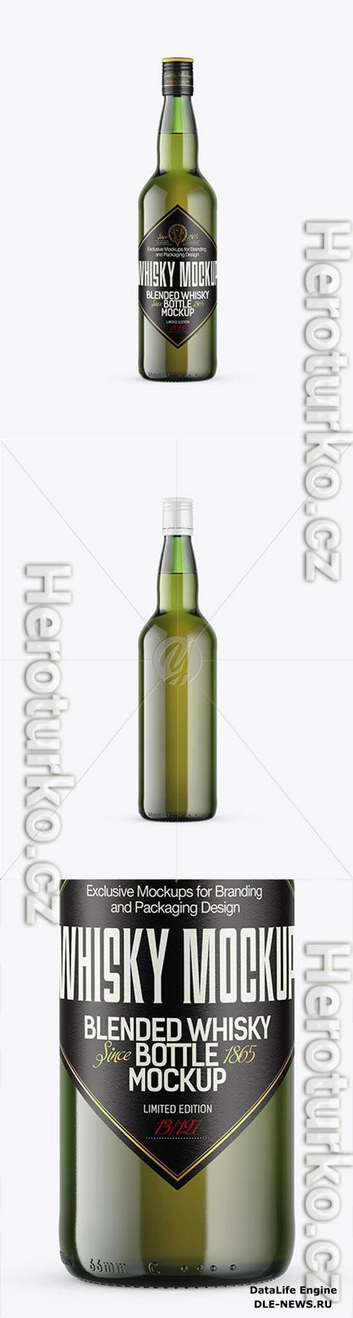 Green Glass Whiskey Bottle Mockup 72827