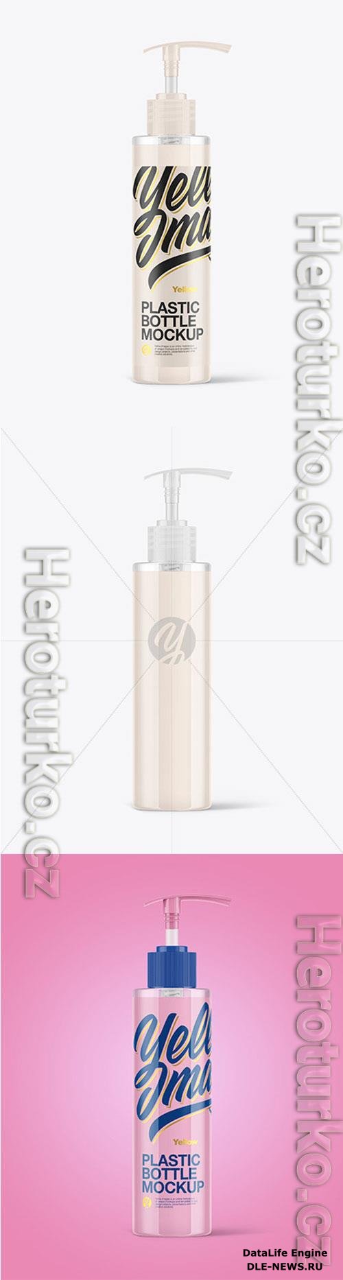 Clear Cosmetic Bottle with Pump Mockup 72747