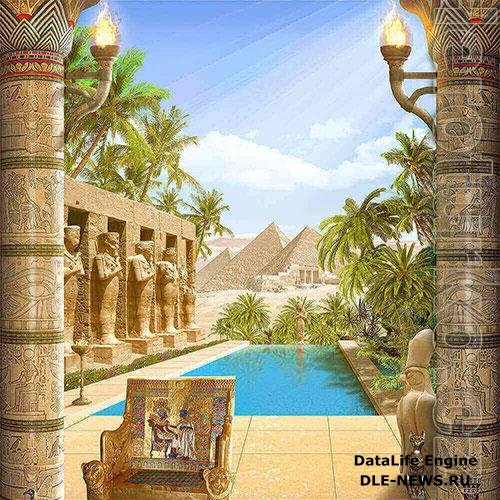 3D texture palm trees and Egyptian pyramids