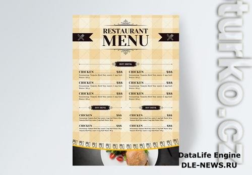 European Style Simple Fashion Knife Fork Lattice Background Restaurant Menu Flyer Template