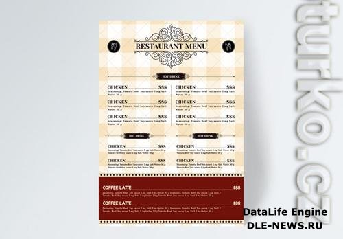 European Retro Yellow Plaid Background Knife Knife And Fork Restaurant Food Menu Flyer Template
