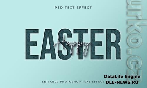 3d easter text effect with blue color psd