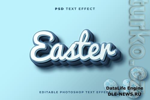 3d easter text effect template with blue color psd