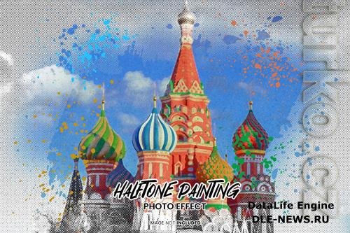 Painting halftone photo effect psd