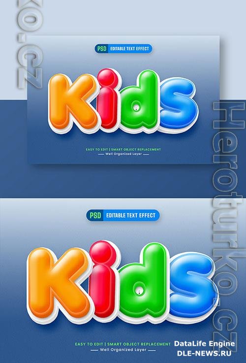 Colorful kids cartoon 3d editable text style effect