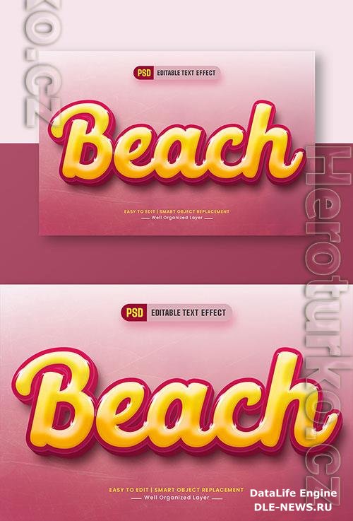 Beach 3d text style effect editable