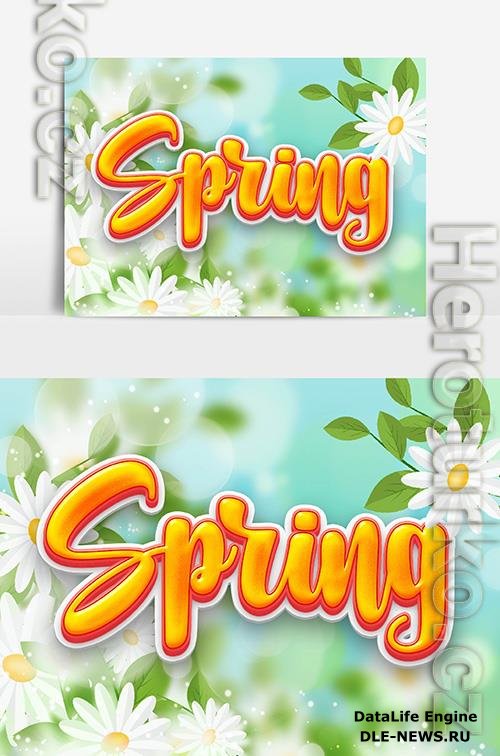 Psd Spring Text Effect With Flowers And Leaves