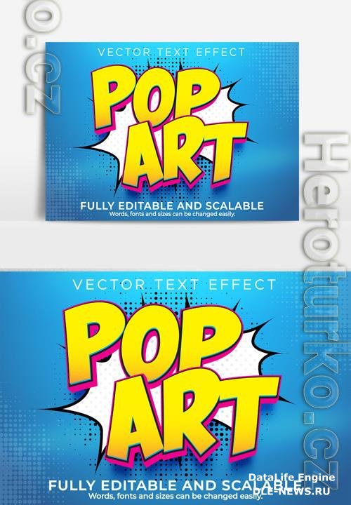 Pop Art Text Effect With Yellow Color on Blue Background