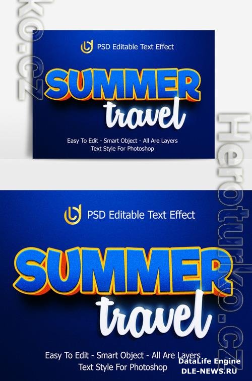 Effects Summer Travel Text 3D Easy Edit Psd Template