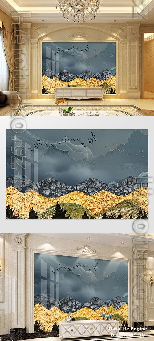 Landscape gilt texture abstract new style background wall