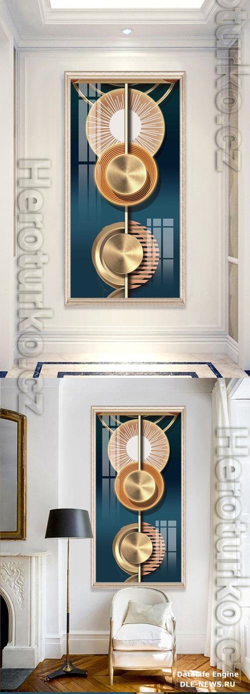 Abstract geometric circular metal light luxury decorative painting