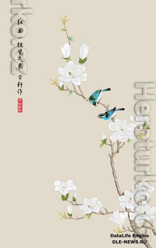 Light luxury flower and bird living room decorative painting