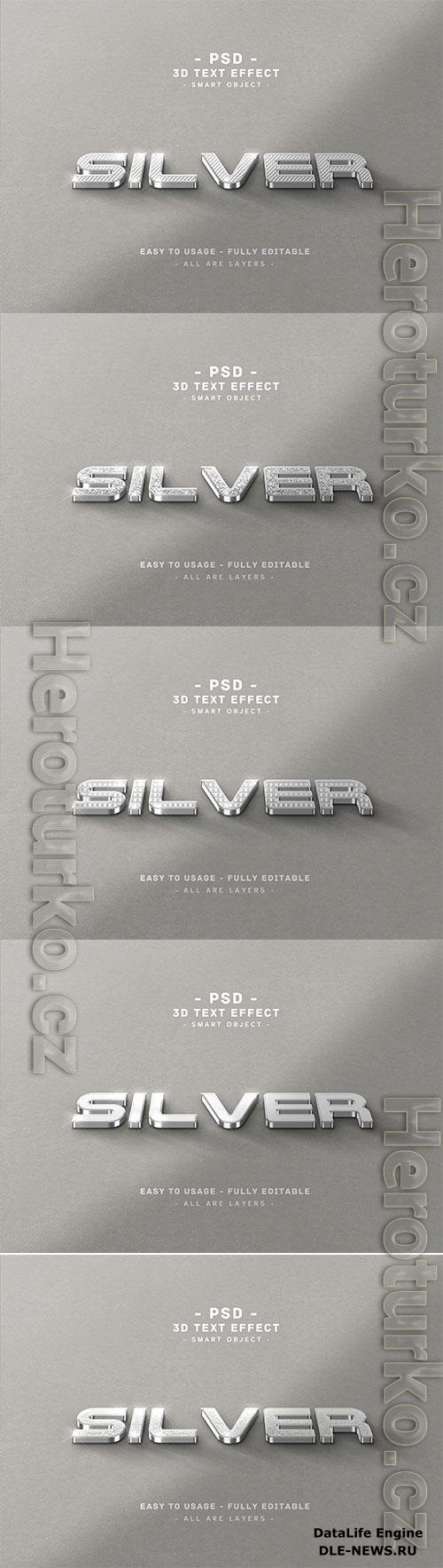 3d silver text style effect premium psd