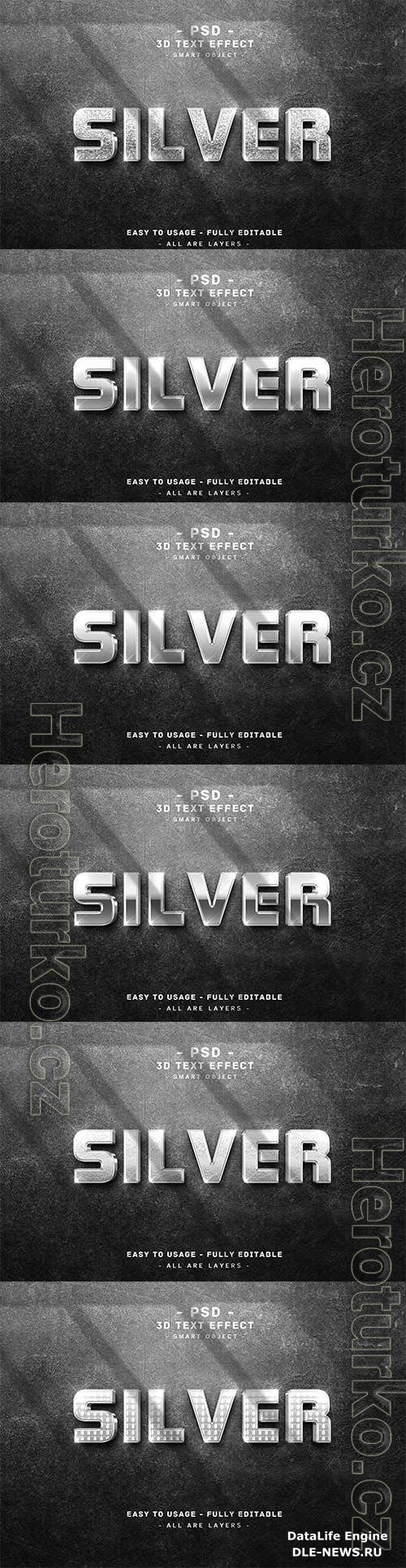 3d silver text style effect on wall premium psd