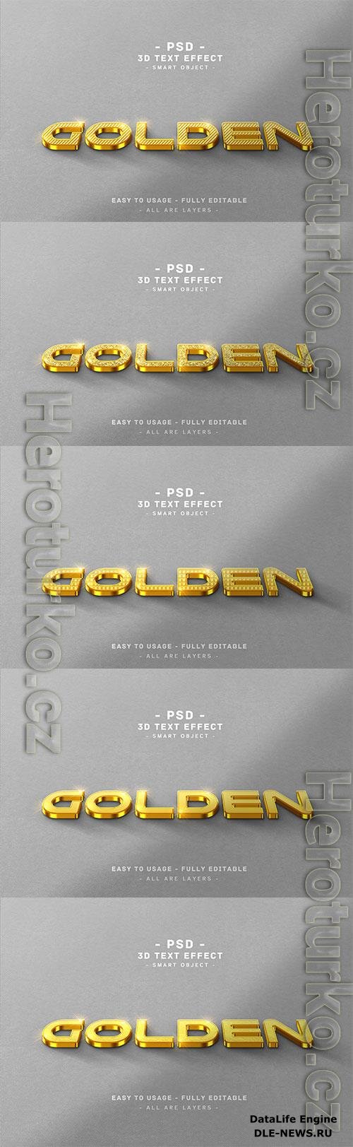 3d golden text style effect premium psd