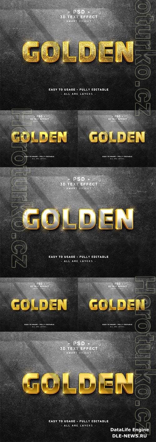 3d golden text style effect on wall premium psd