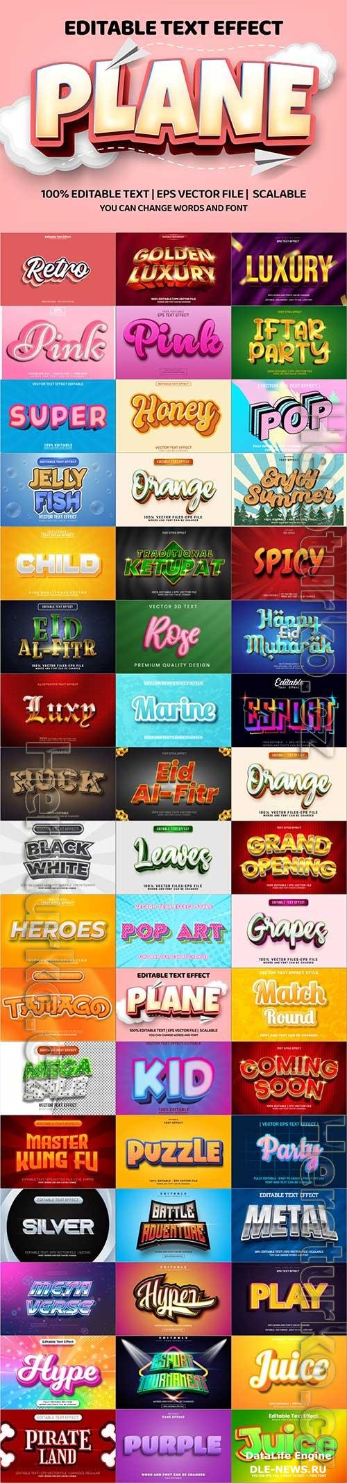 50 3d editable text style effect vector vol 1041