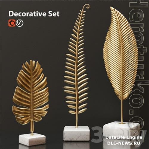 3D Models Golden Leaves Decorative Set