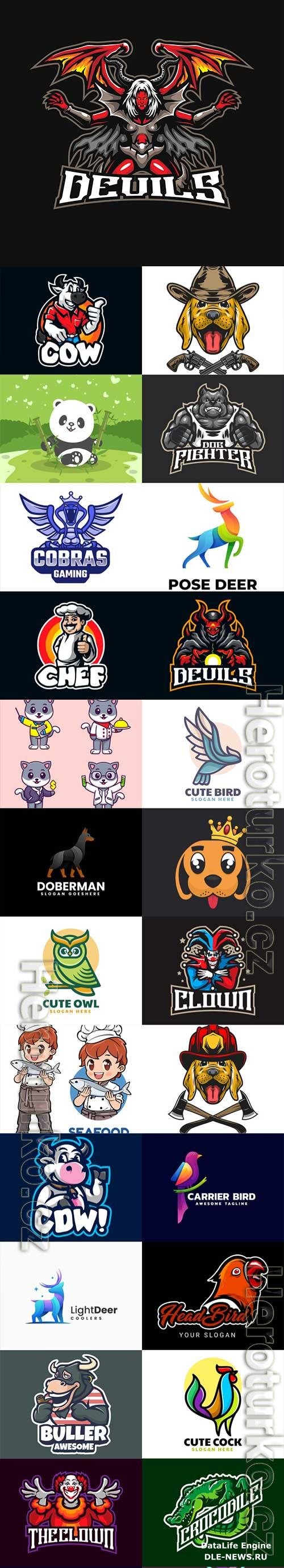 Mascot logo design set premium vector vol 44