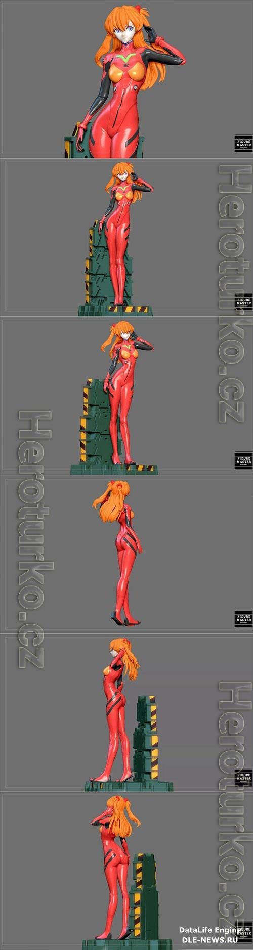 3D Print Models Asuka Plug Suit Evangelion Sexy Girl Statue Cute Pretty Anime Character